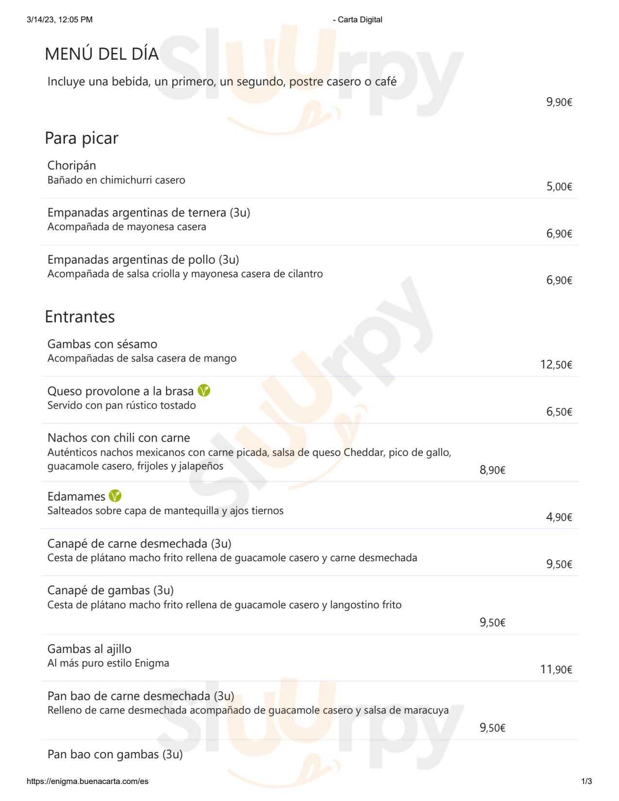 Enigma Fusión Gastrolounge Benidorm Menu - 1