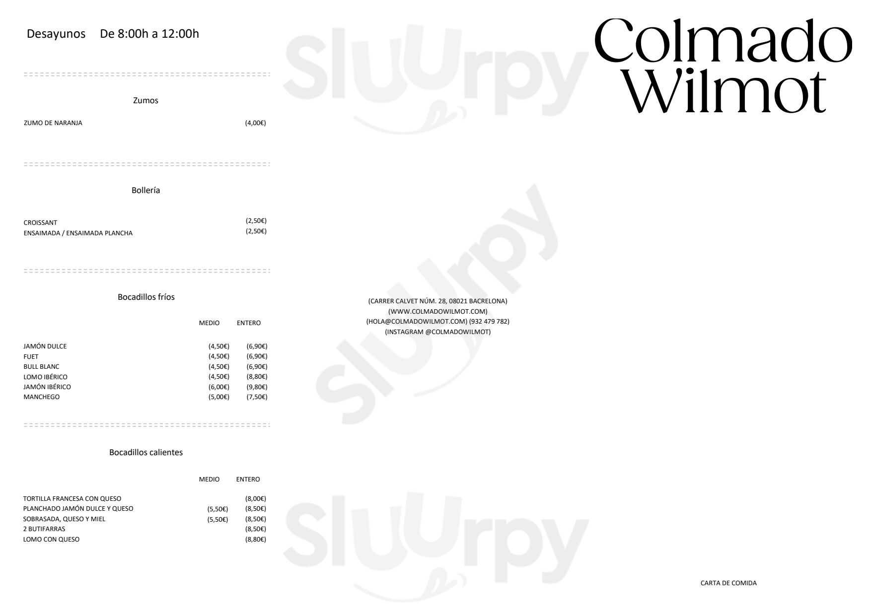 Colmado Wilmot Barcelona Menu - 1