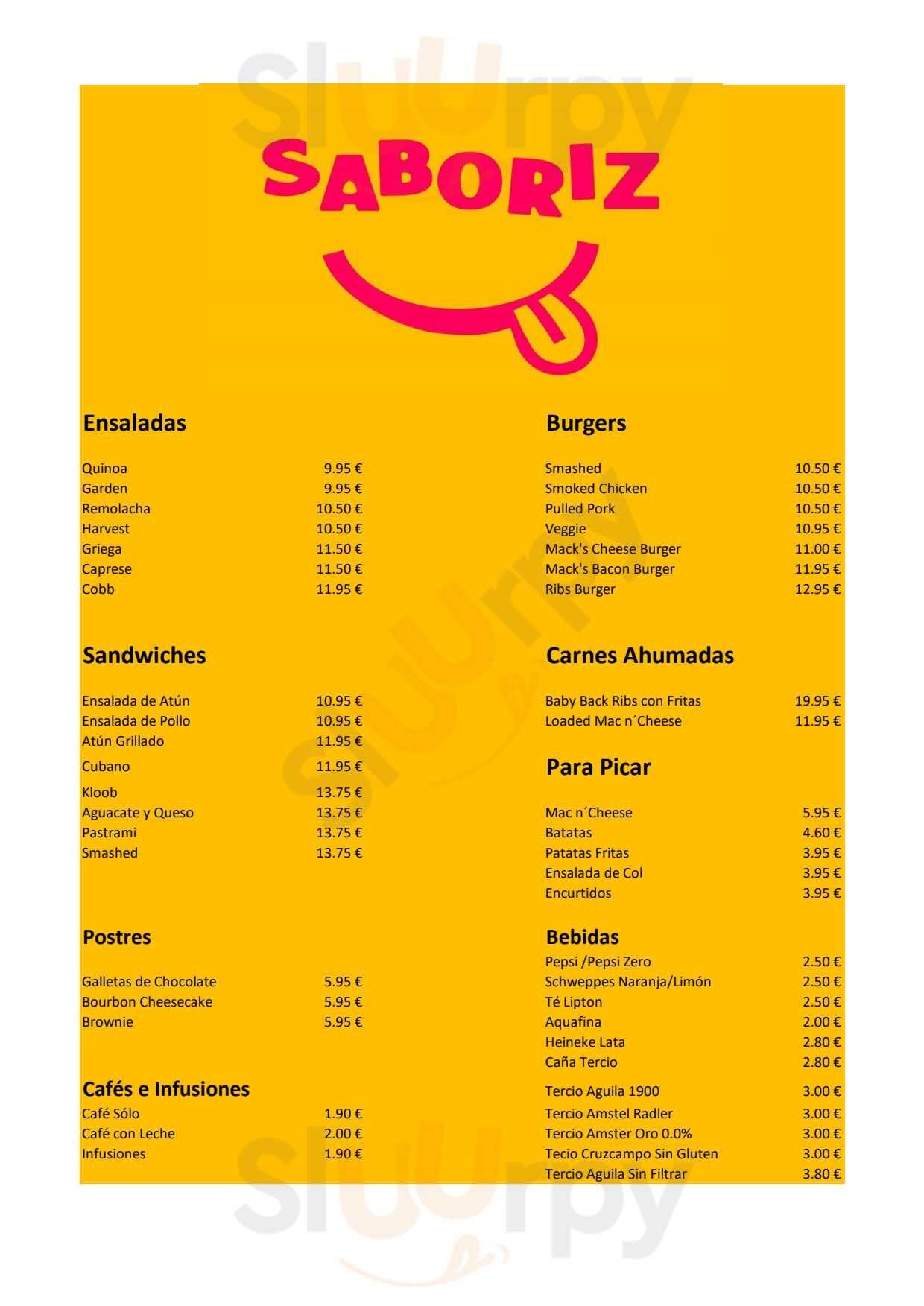 Saboriz Madrid Menu - 1