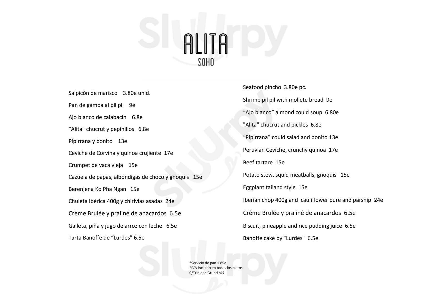 Alita Soho Málaga Menu - 1