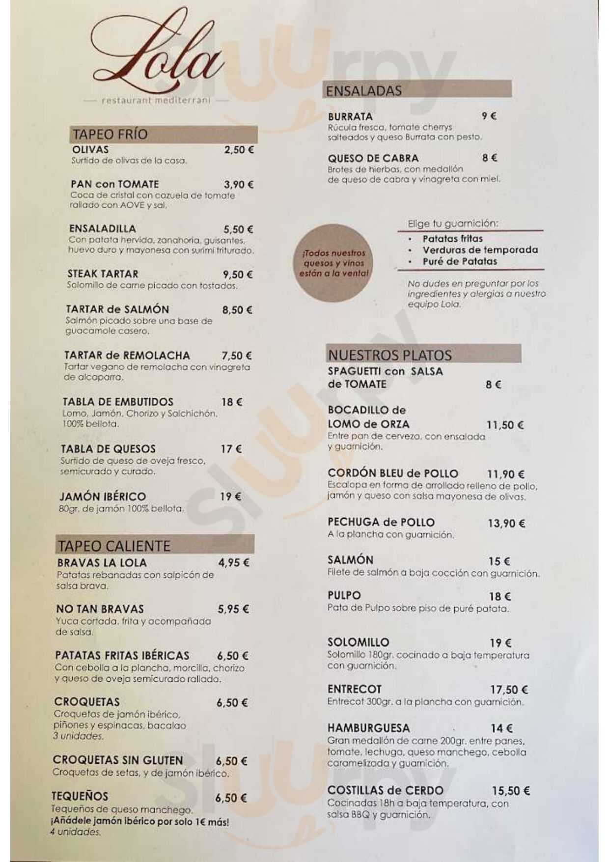 Restaurante Lola Barcelona Menu - 1