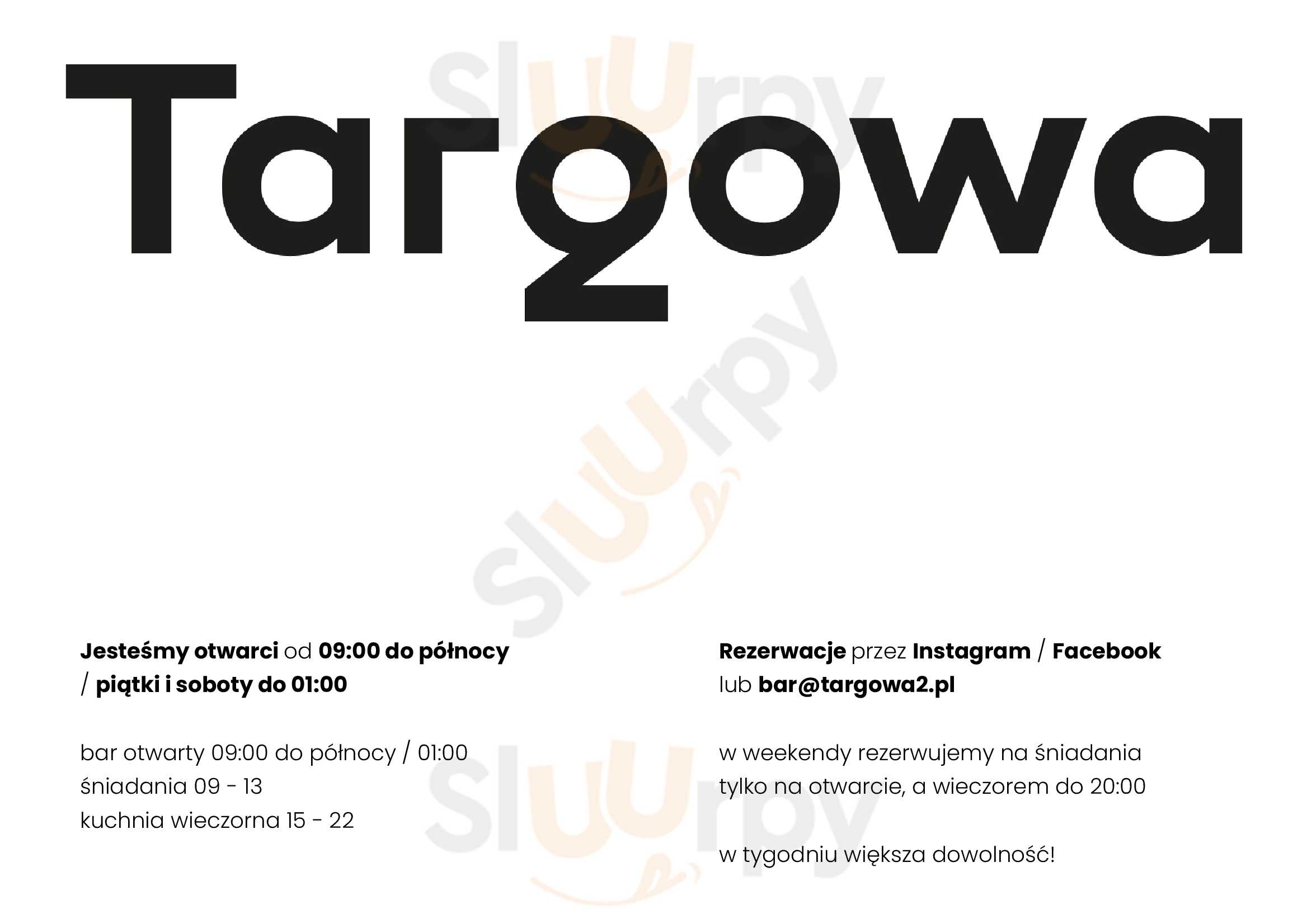 Targowa2 Kraków Menu - 1