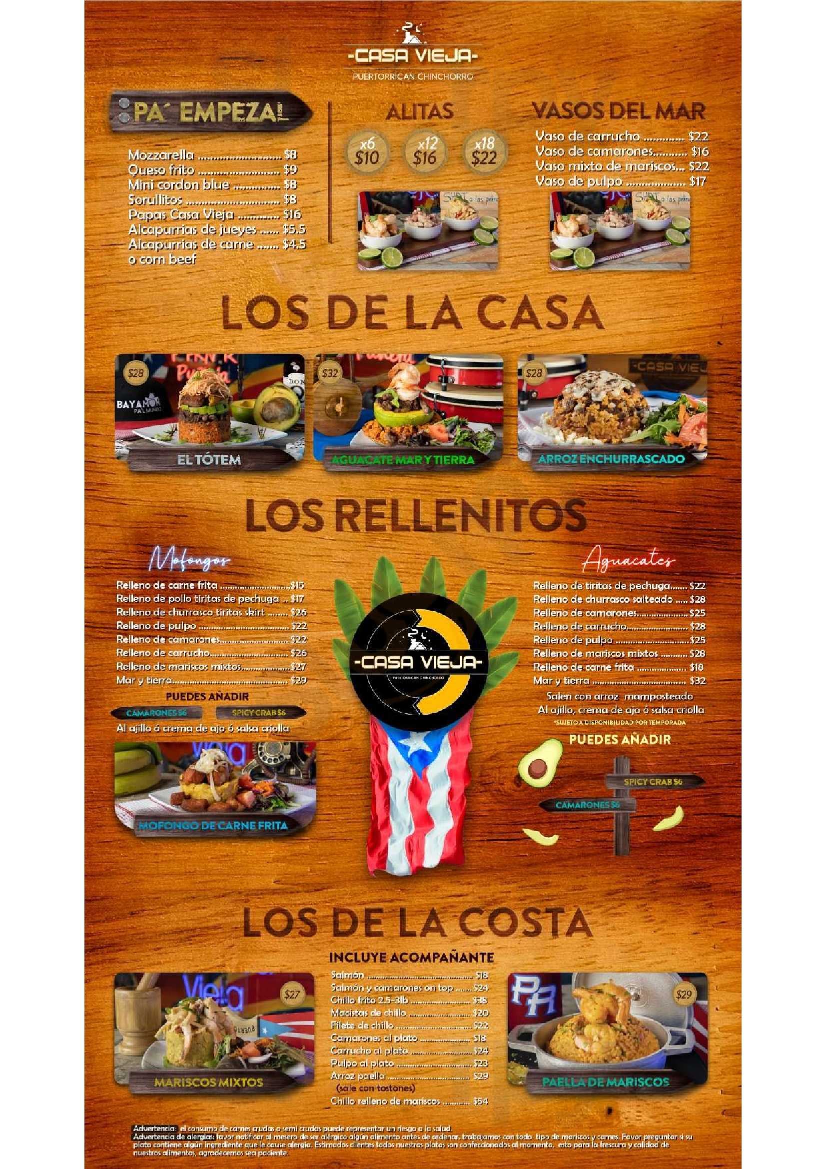 Main Menu - Casa Vieja (orlando, Florida)