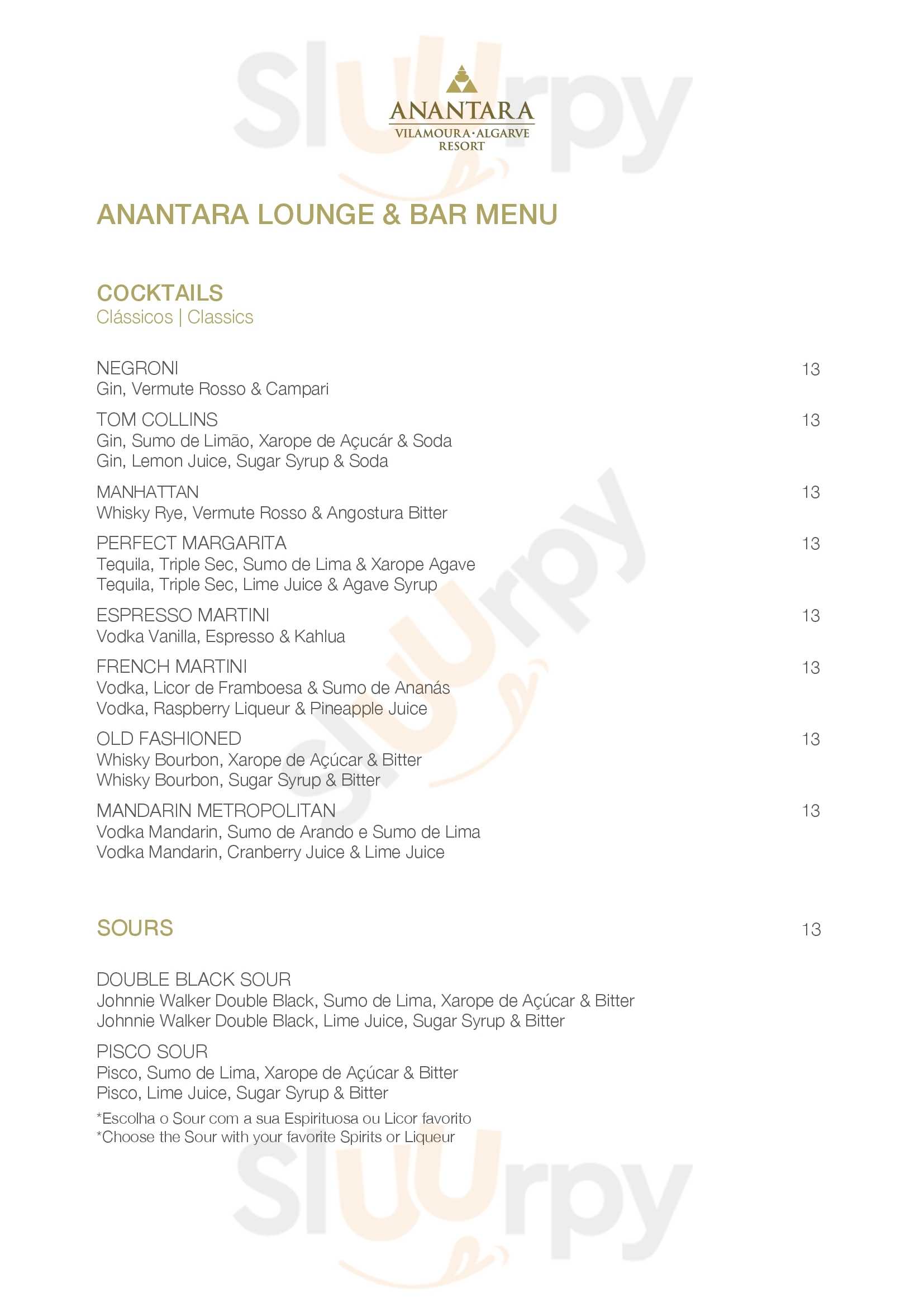 Anantara Lounge And Bar Vilamoura  Menu - 1