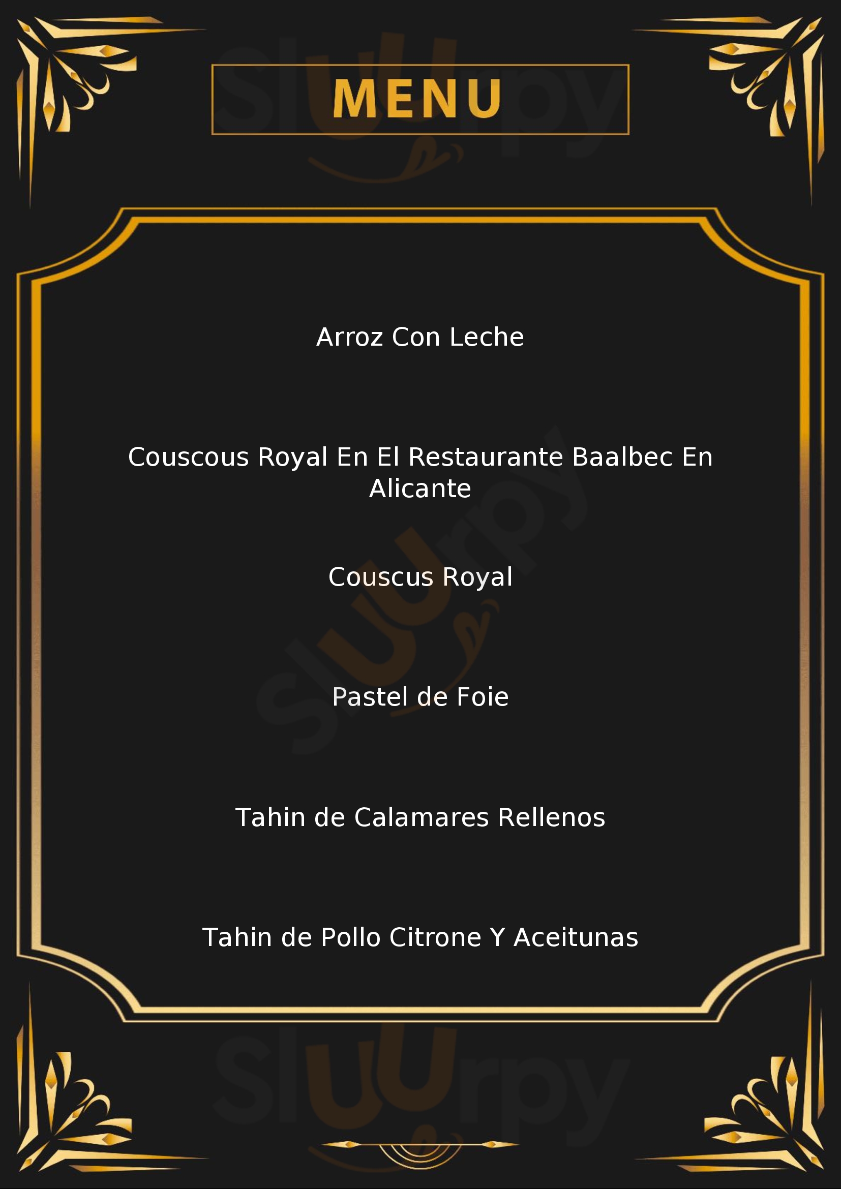 Baalbec Restaurant Lounge Alicante Menu - 1